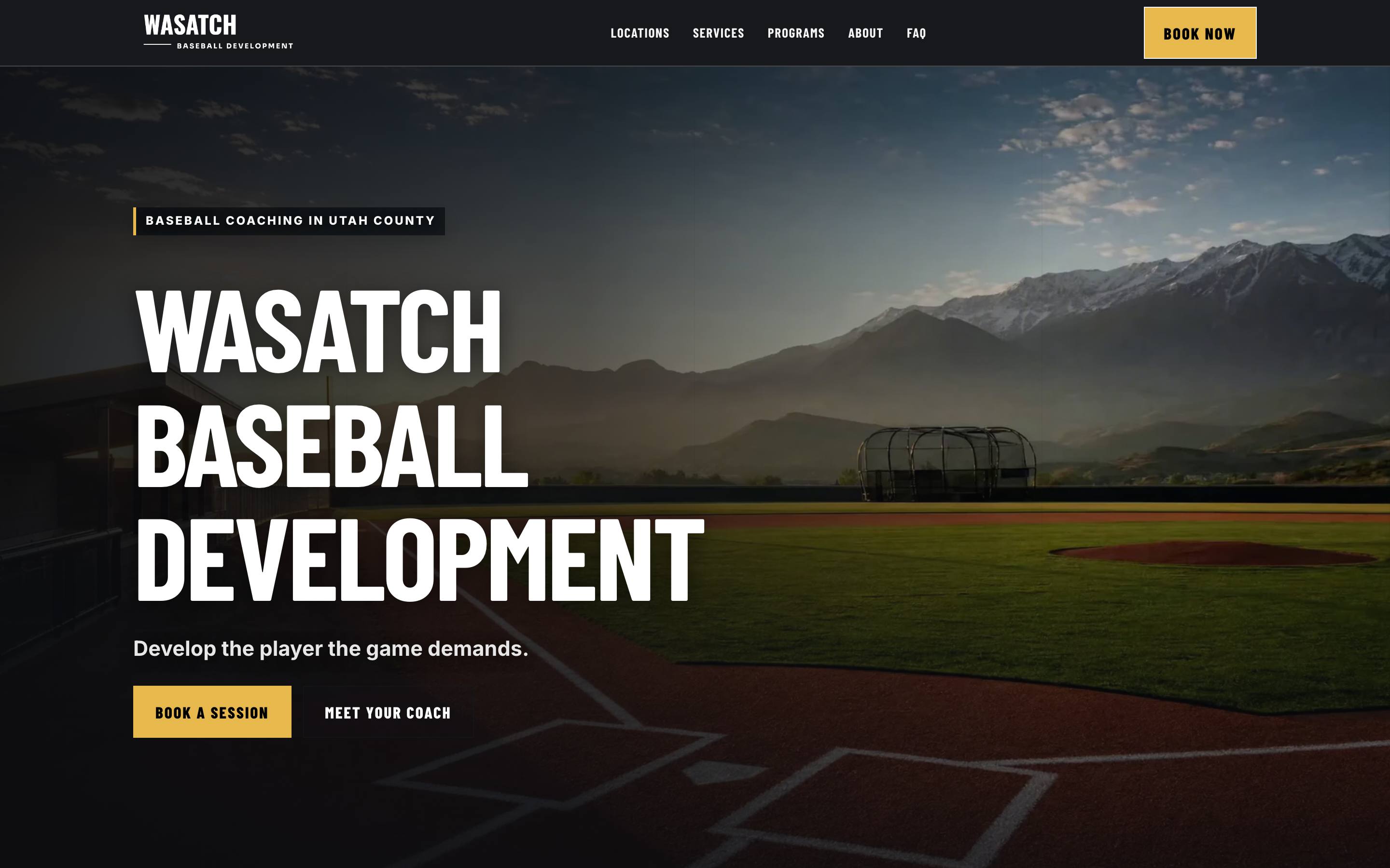 The Wasatch Baseball Development coaching site built with Elite Coach Booking