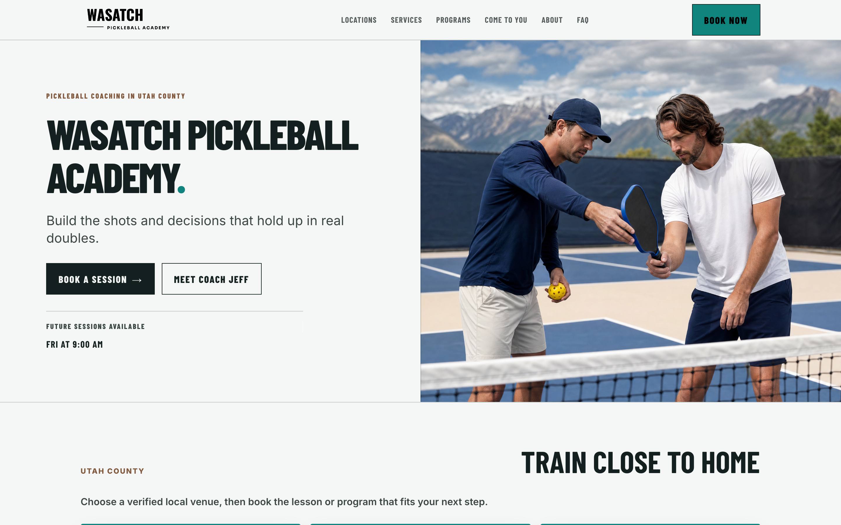 The Wasatch Pickleball Academy coaching site built with Elite Coach Booking