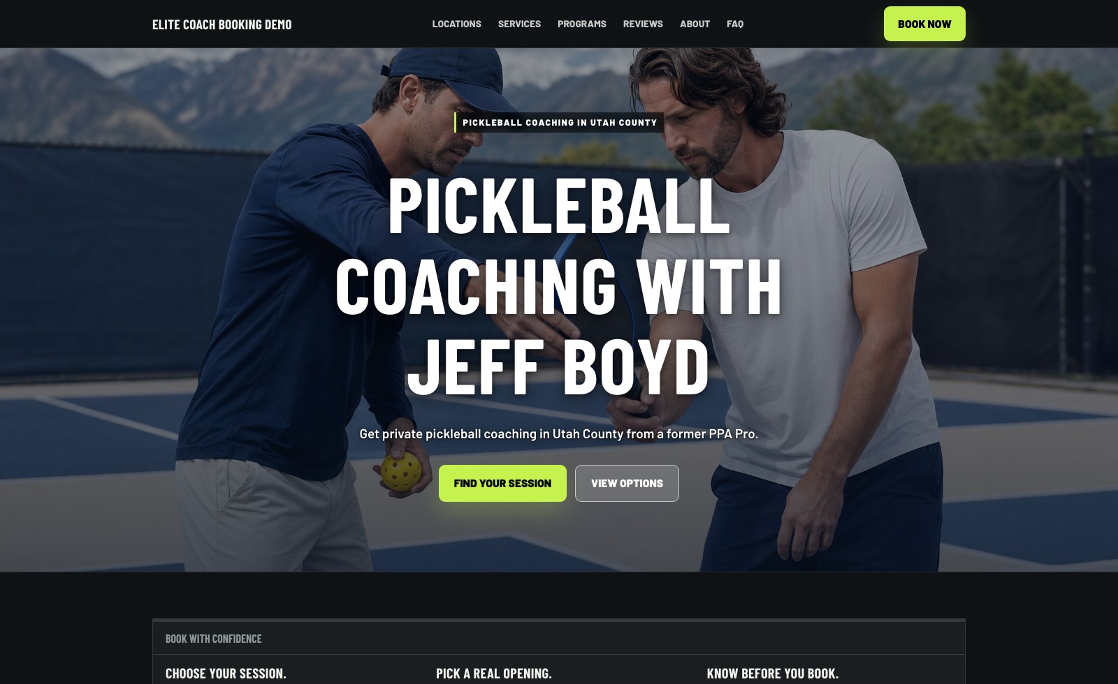 A premium coaching website built with Elite Coach Booking