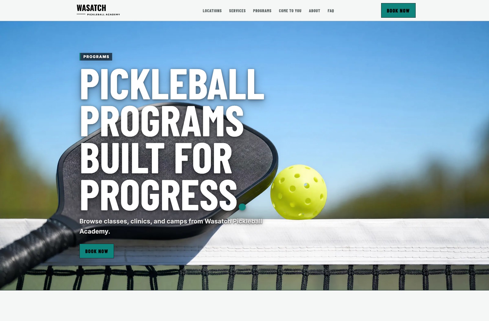 The Wasatch Pickleball Academy programs page showing its catalog of clinics, labs, and series