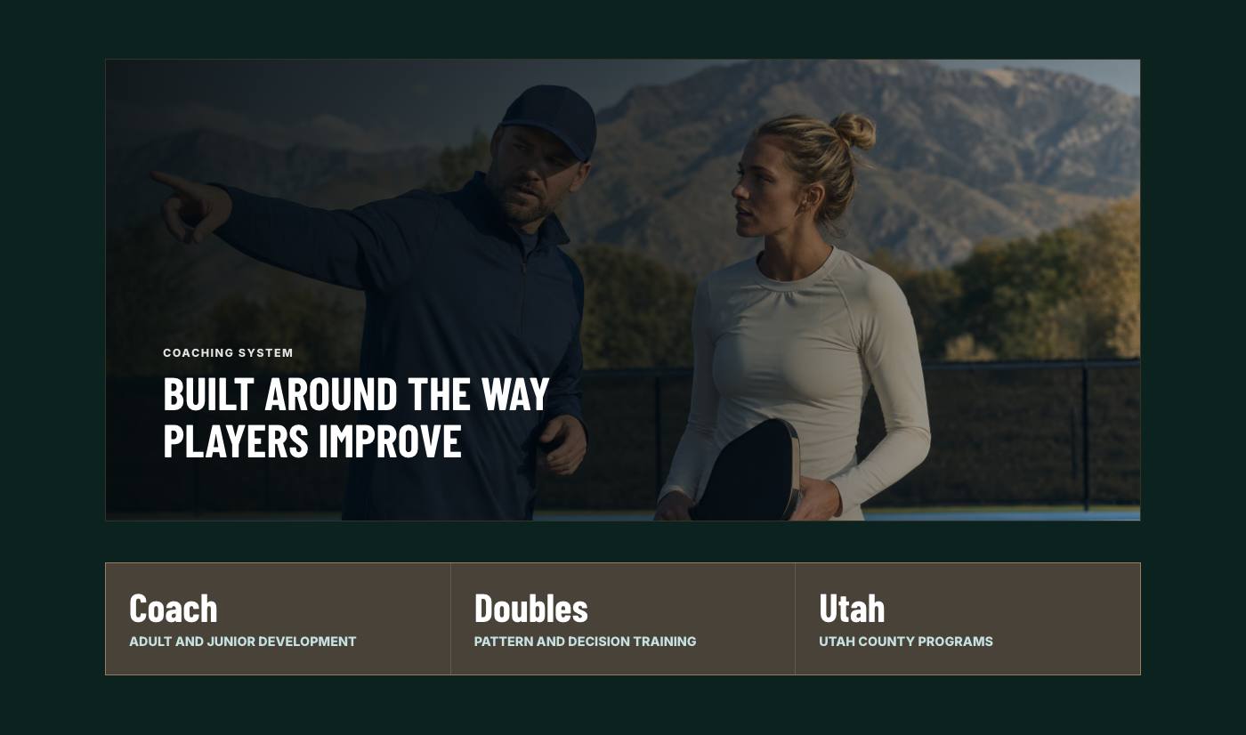 Real coach credentials section from Wasatch Pickleball Academy