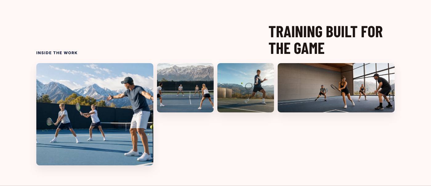 Real training gallery section from Summit Tennis Academy