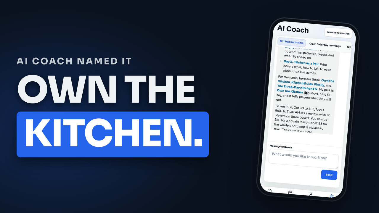 Watch AI Coach name a bootcamp, write its sales page, and open the booking